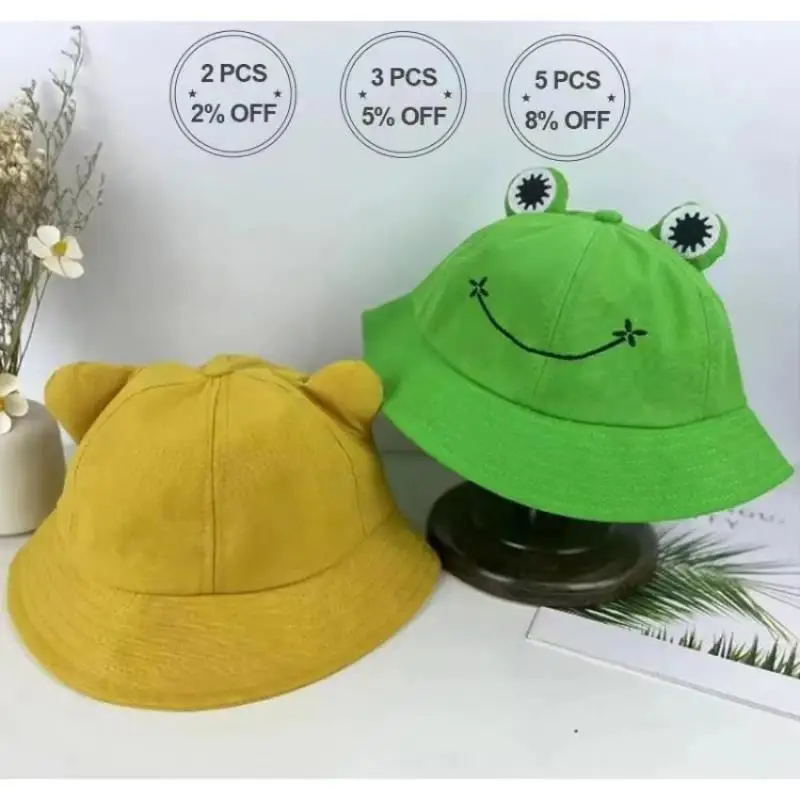 

Frog Bucket Hat Women Summer Autumn Plain Female Panama Beach Fishing Hiking Fisherman Cap Sunscreen Women Sunhat Bob Grenouille