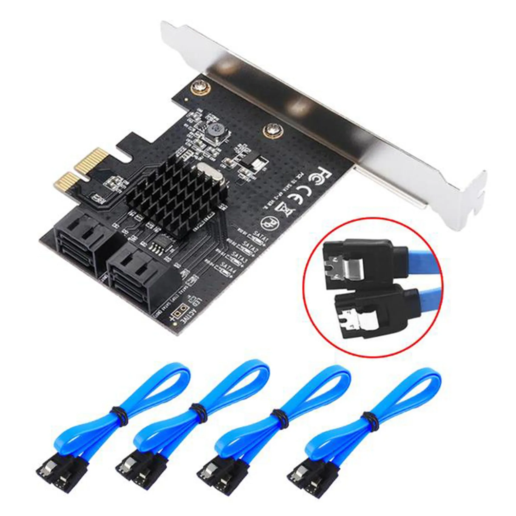 

PCI-E к SATA 3,0 адаптер для карт PCI-E 1X карты PCI Express к SATA 3,0 4 порта SATA III 6 Гбит/с плата расширения адаптера