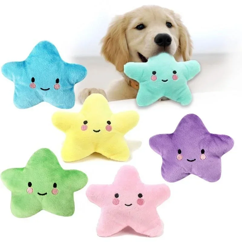 Peluches à mordre pour animaux de compagnie, jouets couineurs, jouets en peluche pentagramme avec sourire mignon pour chiens et chiots, accessoires pour animaux de compagnie_voghion.com