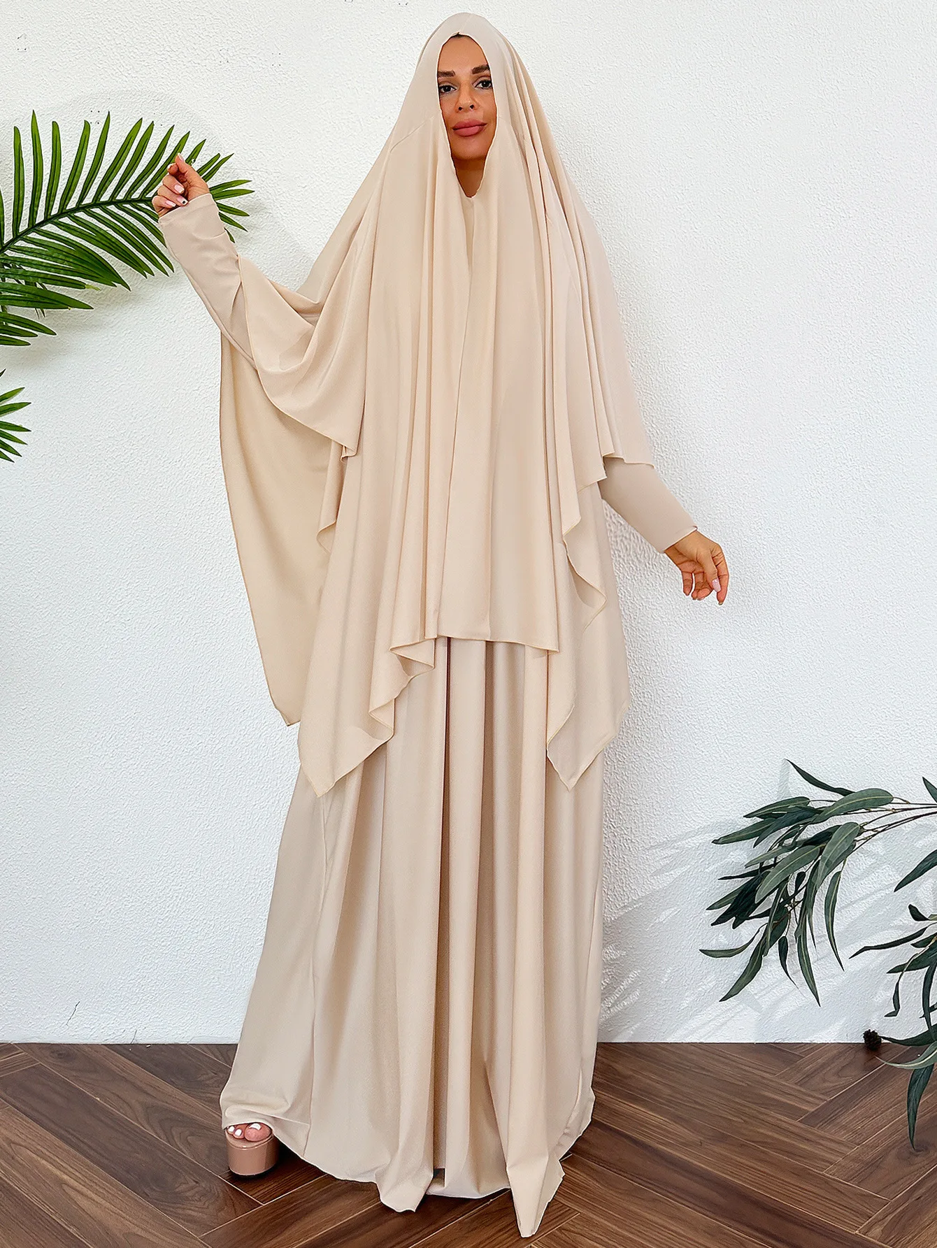 Two piece Arabset Middle East Solid Color Round Neck Pullover Midi Skirt and Pant Outdoor event ArabCo ord for Women  ArabWork outfit