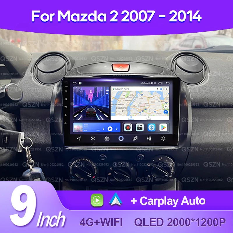QSZN For MAZDA 2/Demio 2007 2008 2009-2014 Android 13 Car Radio