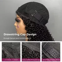 Perruques en cheveux humains Remy, Perruque bandeau bouclée crépue, Modèle amélioré 3 en 1, Demi-perruque avec cordon de serrage, Perruques à clips sans couture, Perruques machine, Densité 200 4