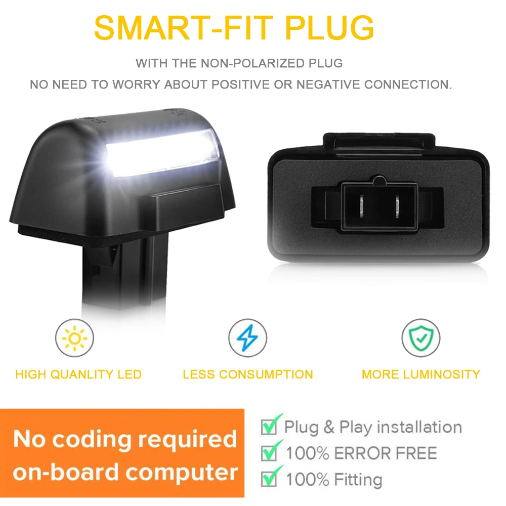 2x Ford Transit Connect 2002-2013 Transit MK5 MK6 MK7 1985-2014 6000K 백색 LED 후면 라이센스 번호판 조명 오류 없음