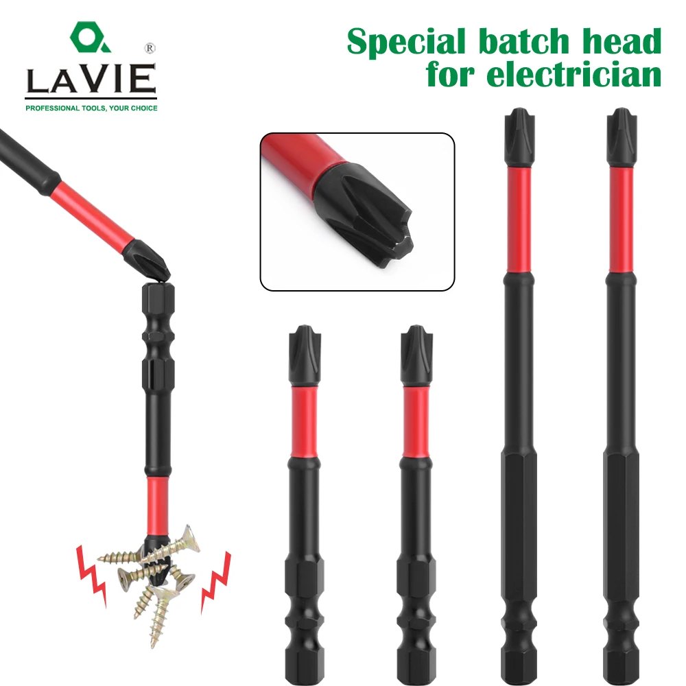 LAVIE 1/4 Zoll Sechskant-Schaft Stark Magnetisch 5A S2 Material PH2 X 65mm 110mm Rutschfester Schraubendreher-Bit P03065O P03110O