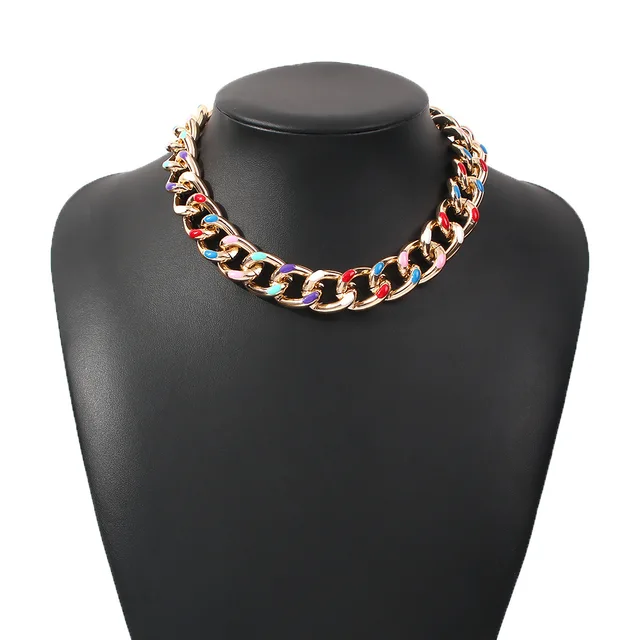 Lacteo Bohemian Colorful Painted Aluminum Chain Charm Bracelet Jewelry For Women Fashion Trendy Cross Chain Bangle Bracelet Colorful3