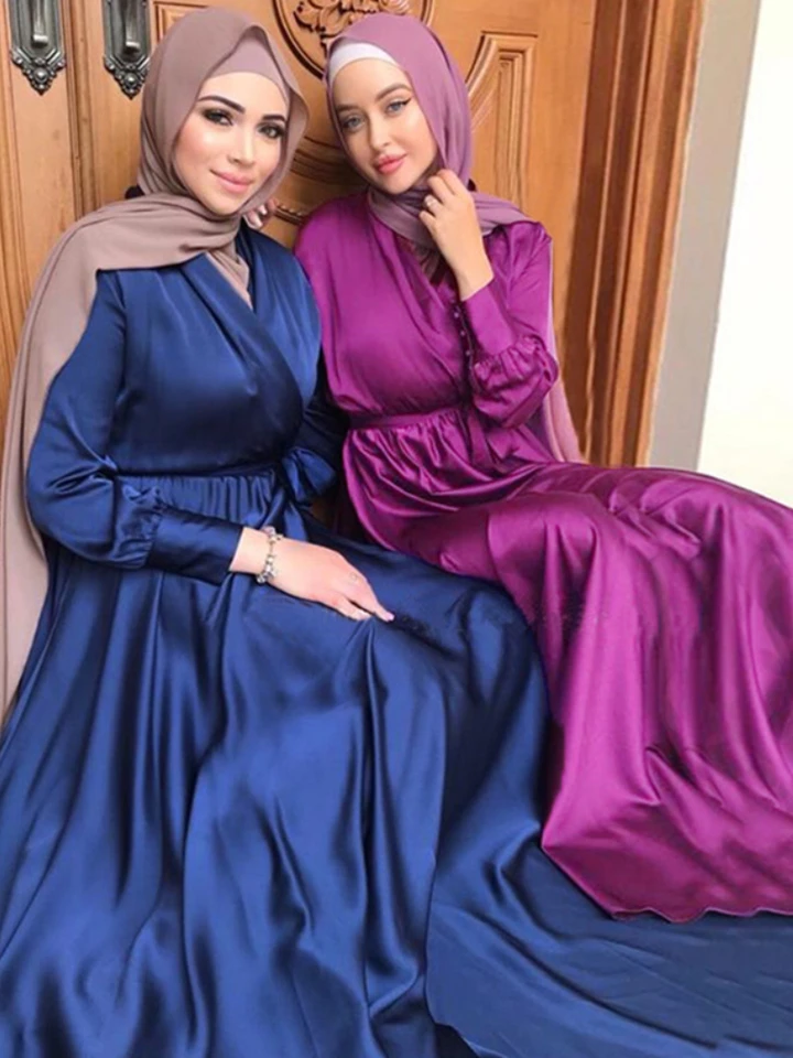 IBAKOM Abaya Donna Maniche A Pipistrello Con Ricamo Floreale - Abito Da Preghiera Musulmano, Caftano Dubai Maxi, Taglia Unica - 4