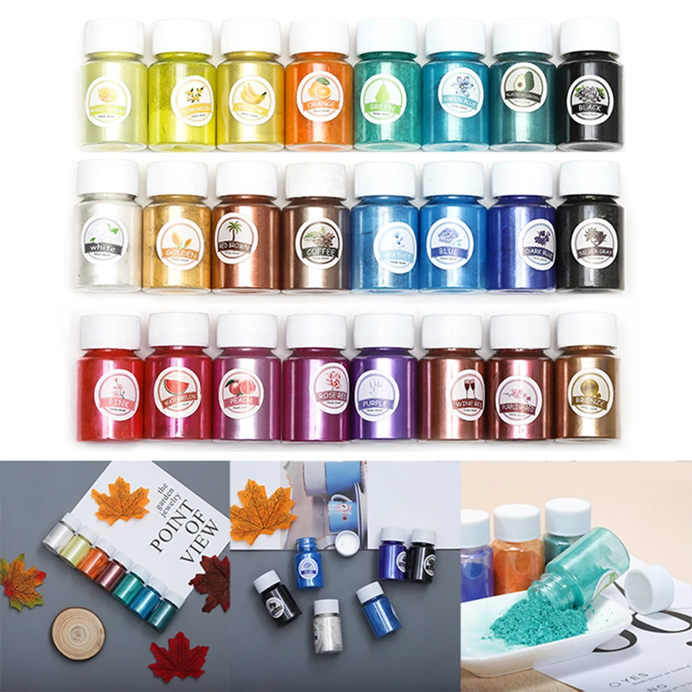 19 Set Epoxy Resin Dye Pigment Kit Pearlescent Mica Powder Liquid