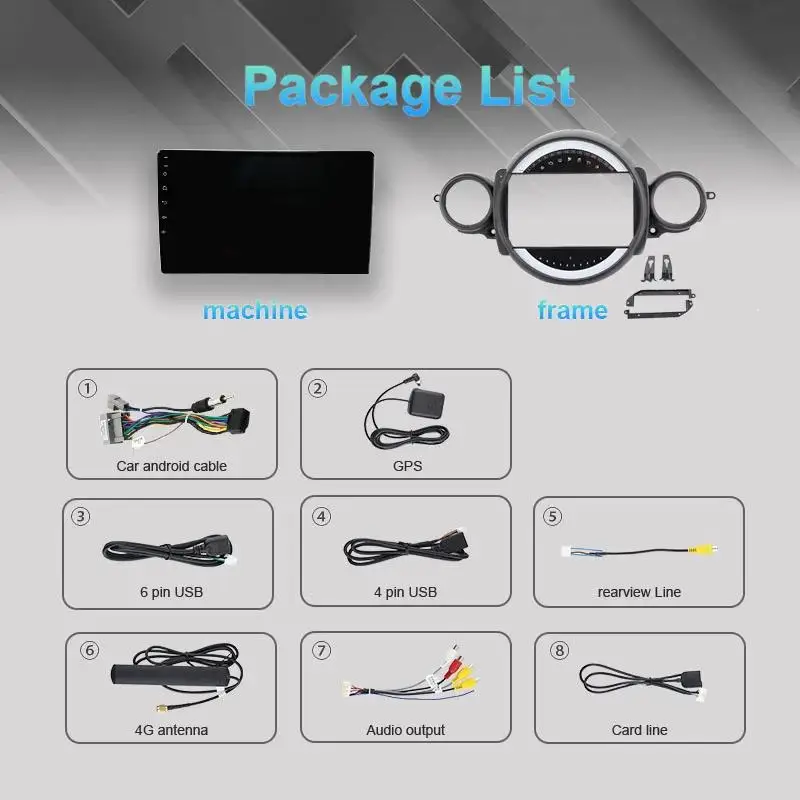 Radio Multimedia Qualcomm Android 16 para BMW MINI COOPER R56 R60 2007-2014, Reproductor Estéreo 2K QLED para Auto, CarPlay, Unidad Principal con Bluetooth 2