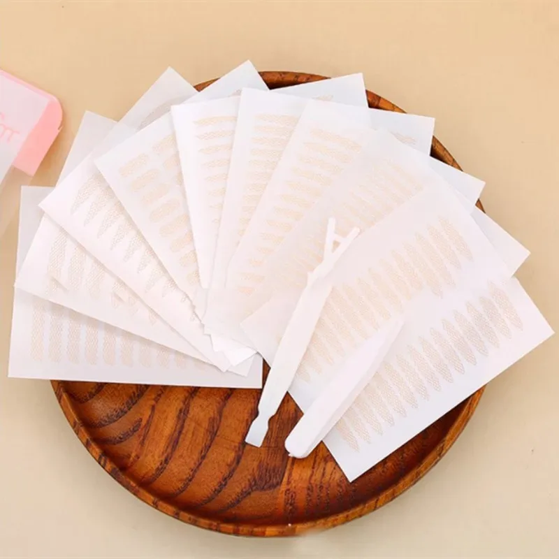 Gauze Lace Mesh Olive-shaped Eyelid Paste-shaped Invisible Double Fold Eyelid Shadow Tape Sticker Beauty Tool 144-240pcs/Set double fold eyelid tape