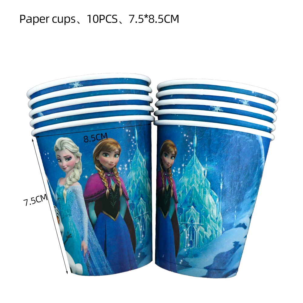 thumbnail image 1 of Decoraciones para fiesta de cumpleaños de Elsa, Frozen de Disney, vajilla de recuerdo para niña princesa Anna, plato de papel, pancarta de paja, globos, suministros para fiesta, 1 of 4