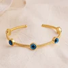 1PC Blue Lucky Evil Eye Bracelet Bangle For Women Vintage Round Turkish Eye Open Adjustable Bracelet Female Jewelry Gift 1