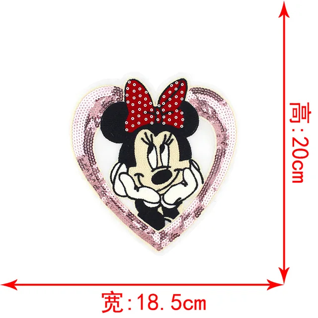 Disney Sequins Clothing Patch Mickey Minnie Mouse Patches Cartoon Sew Clothes Patch for T-shirt Coat DIY Decoration Women Gift Antique Silver