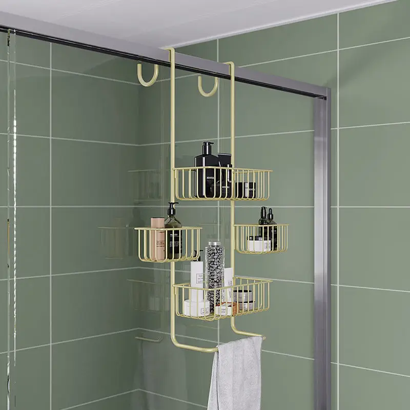 Bathroom Wall Shelf Hanging Rack Behind Door Toilet Storage Artifact Toilet Shower Room Hanging Basket Storage Rack Accessories