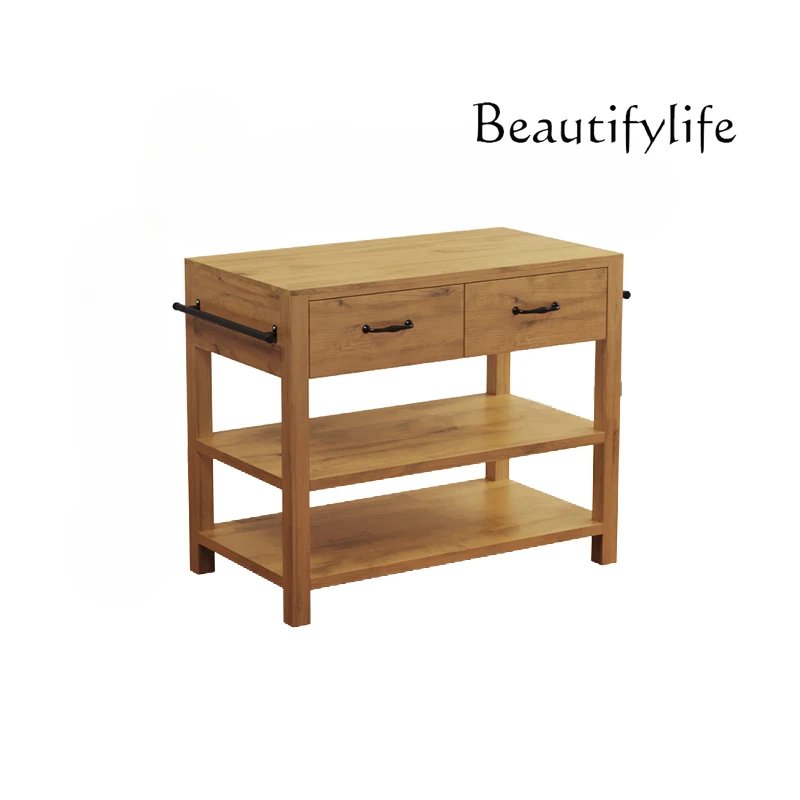 

Nordic Solid Wood Middle Island Table Marble Vintage Kitchen Dining Side Tea Cabinet Dining Table Storage Stand