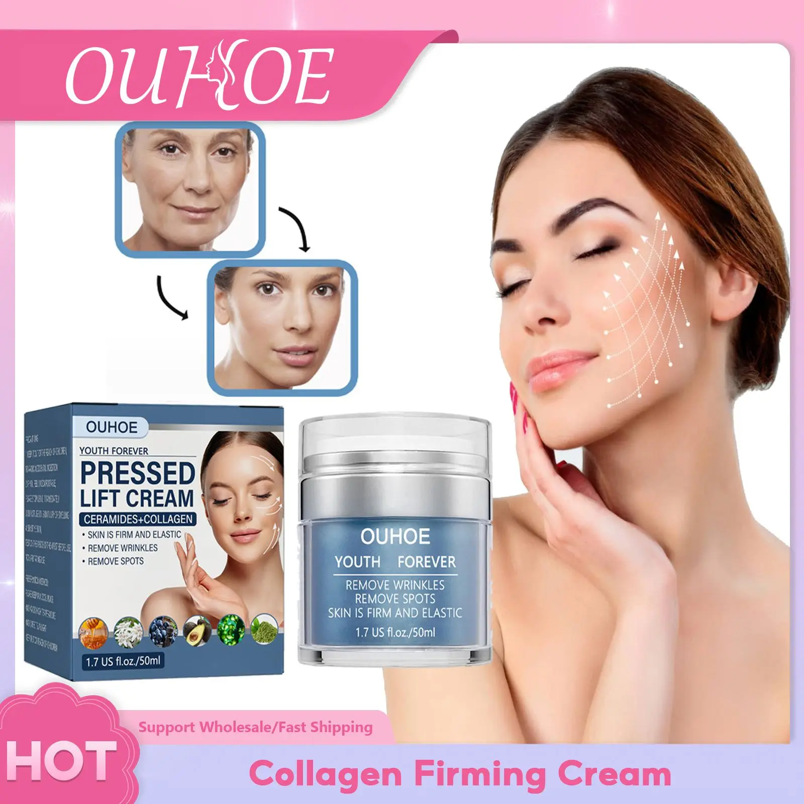 

Anti Aging Face Cream Lift Firm Remove Wrinkle Spots Removal Brighten Dull Reduce Face Neck Lines Hydrating Increase Elasticity