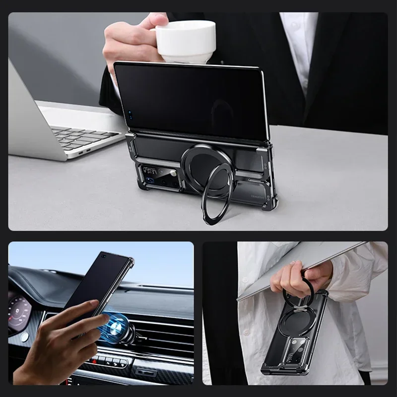 Oatsbasf Frameless Magnetic Protective Phone Case with 360° Rotatable Stand