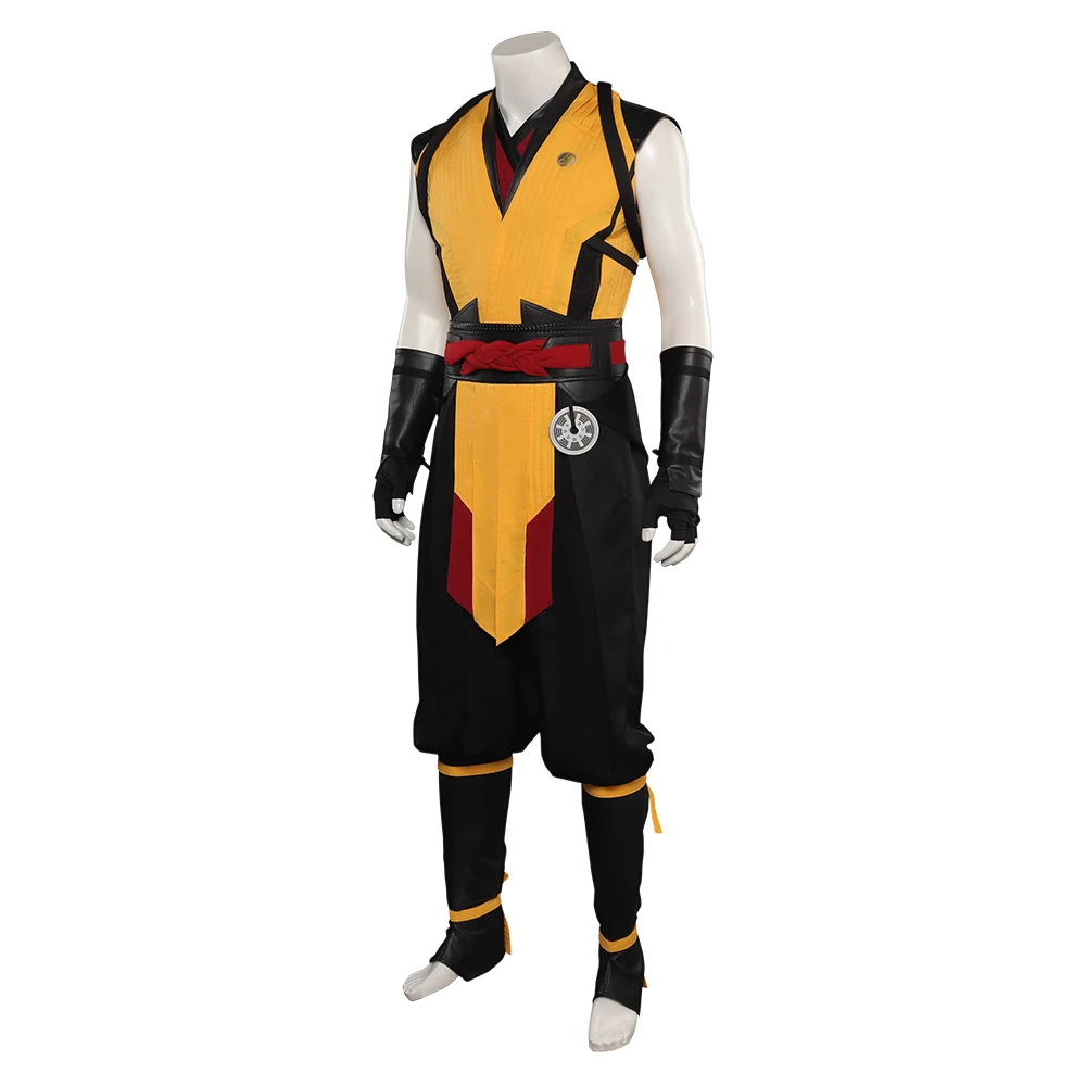 thumbnail image 1 of Chaleco de disfraz de Scorpion de Mortal Kombat, pantalones, accesorios de cuerda para la cintura, trajes de juego de rol para hombre, traje de Carnaval de Halloween, 1 of 4