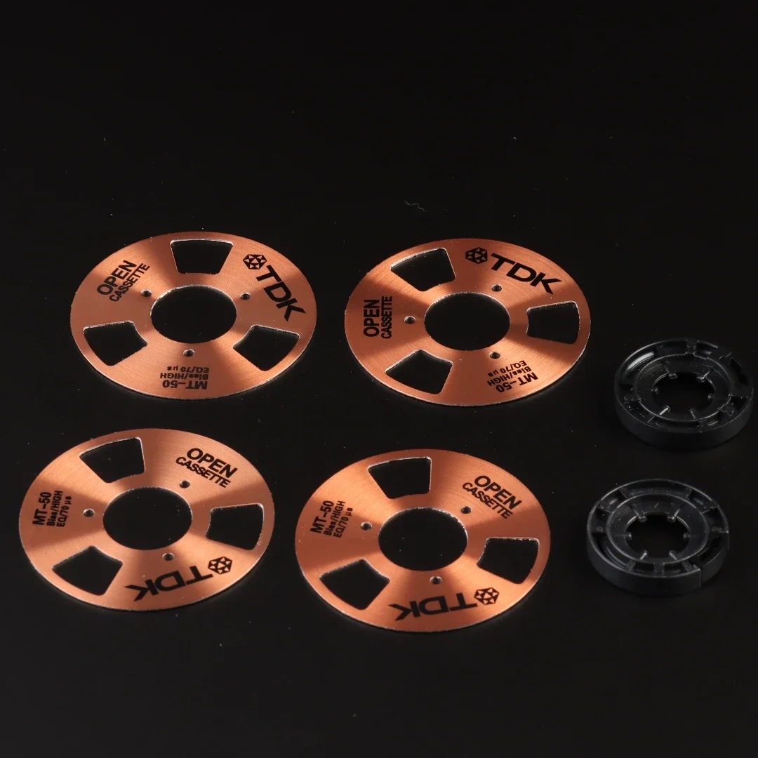 Metal Reel For Homemade Reel To Cassette Tape Pack of 4 Reels + 2 Creamy White Supply Wheel