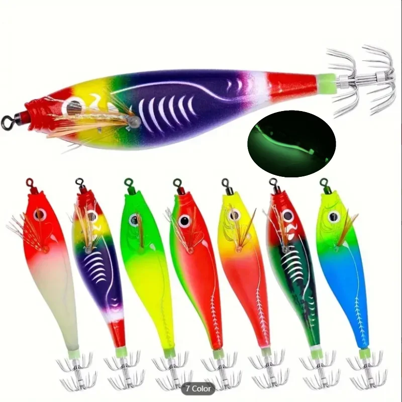 

Horizontal Cuttlefish Luminous Squid Wood Shrimp Jig Artificial Bait Kit Sea Fishing Lures Jigging Squid Fishing Lure Baits