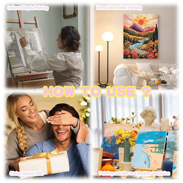 RUOPOTY – cadre De peinture par numéros pour adultes, Kits De démarrage, artisanat De coucher De soleil, tableau d'art mural, paysage, cadeau De bricolage pour la maison 6