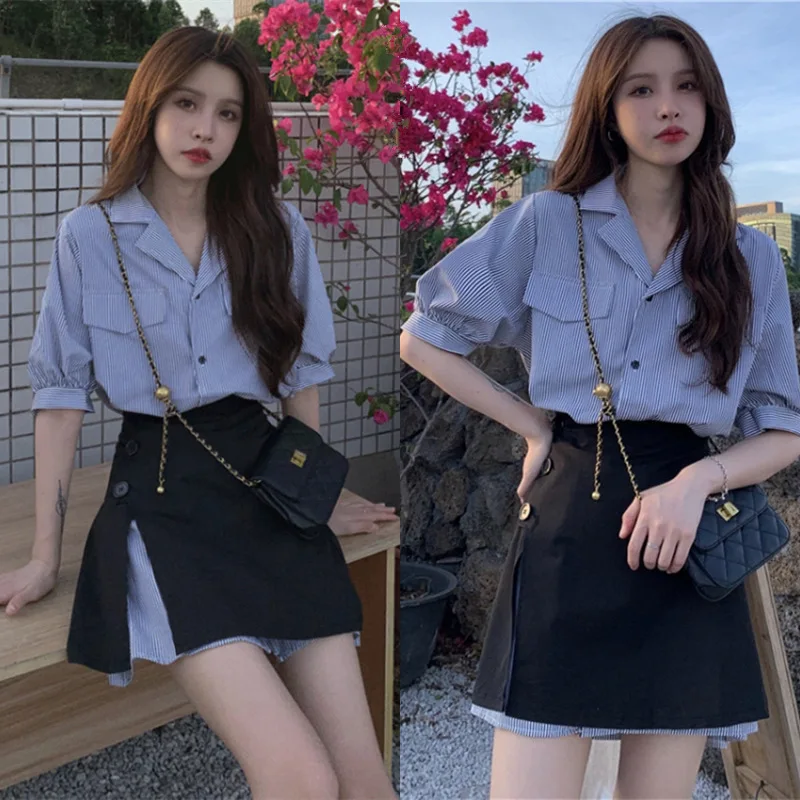 

Модный и стройнящий комплект из двух предметов для девушек с прямыми волосами, новая юбка средней длины большого размера