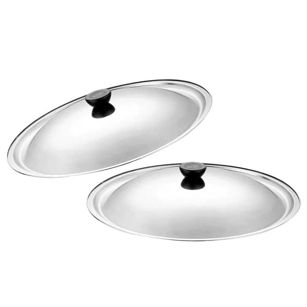 

2 Pcs Stainless Steel Pan Pot Lid Replacement Kitchen Lids Dome for Frying Universal Grease Splatter Cover