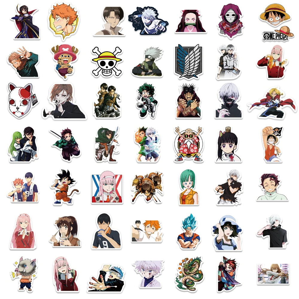10/30/50/100PCS Mix Cartoon Anime Stickers Naruto Jujutsu Kaisen Attack On Titan Decals DIY Laptop Phone Car Sticker for Kid Toy 6