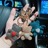 Ceramic Clay Full Diamond Love Little Bear Key chain Metal Big Ring Cute Toy Cartoon Key chain Girl Gift 2