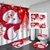 4Pcs Bathroom Accessaries Set Christmas Decor Shower Curtain Toilet Seat Cover Flannel Mat Bathroom Product Home Decor 1