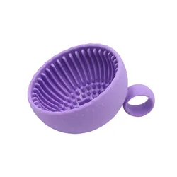 Silicone Makeup Brush Cleaning Bowl with Scrubber Pad (Purple)
