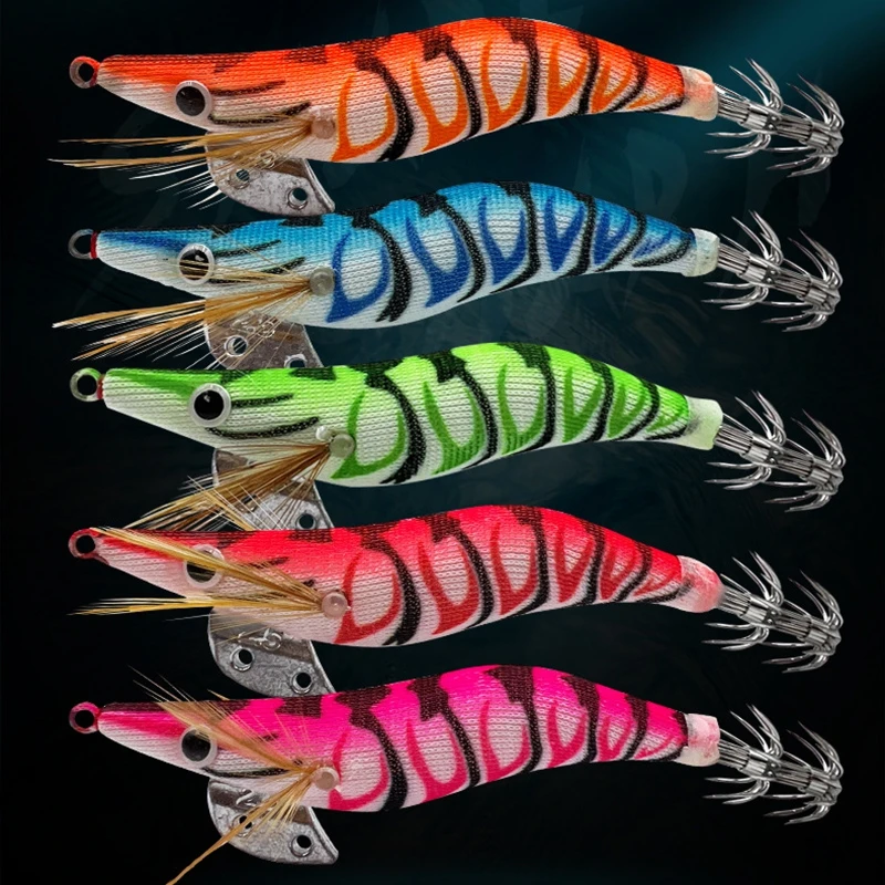1pc 8.5/10/12cm Squid Jig Head Squid Lure Luminous Octopus Egi Wooden Shrimp Bait Aggie Cuttlefish Fishing Lure Squid Hooks문어에기