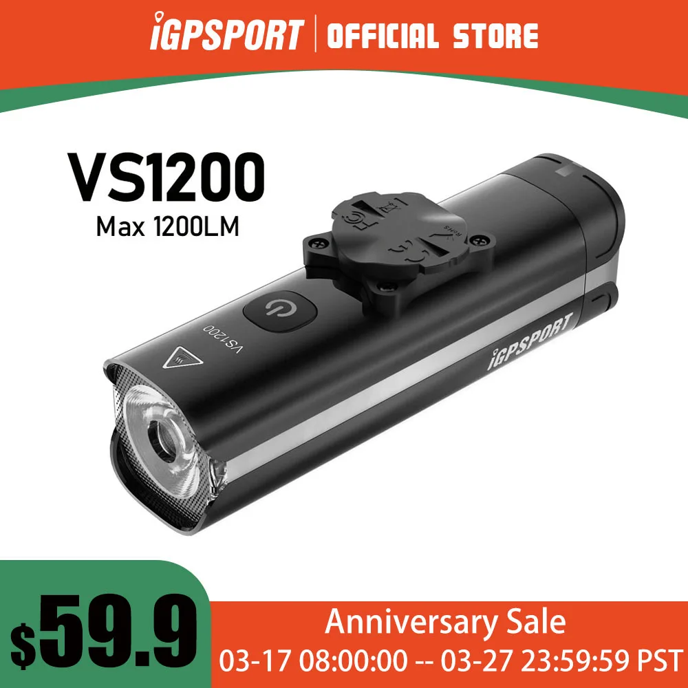 Умный Передний фонарь для велосипеда iGPSPORT VS1200