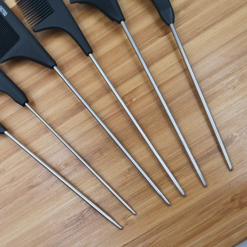 Baby Black Fine Teeth Hair Brush Anti-screw Antiklit Detangling Professional Tail Combs Stainless Steel Styling Care Accessories