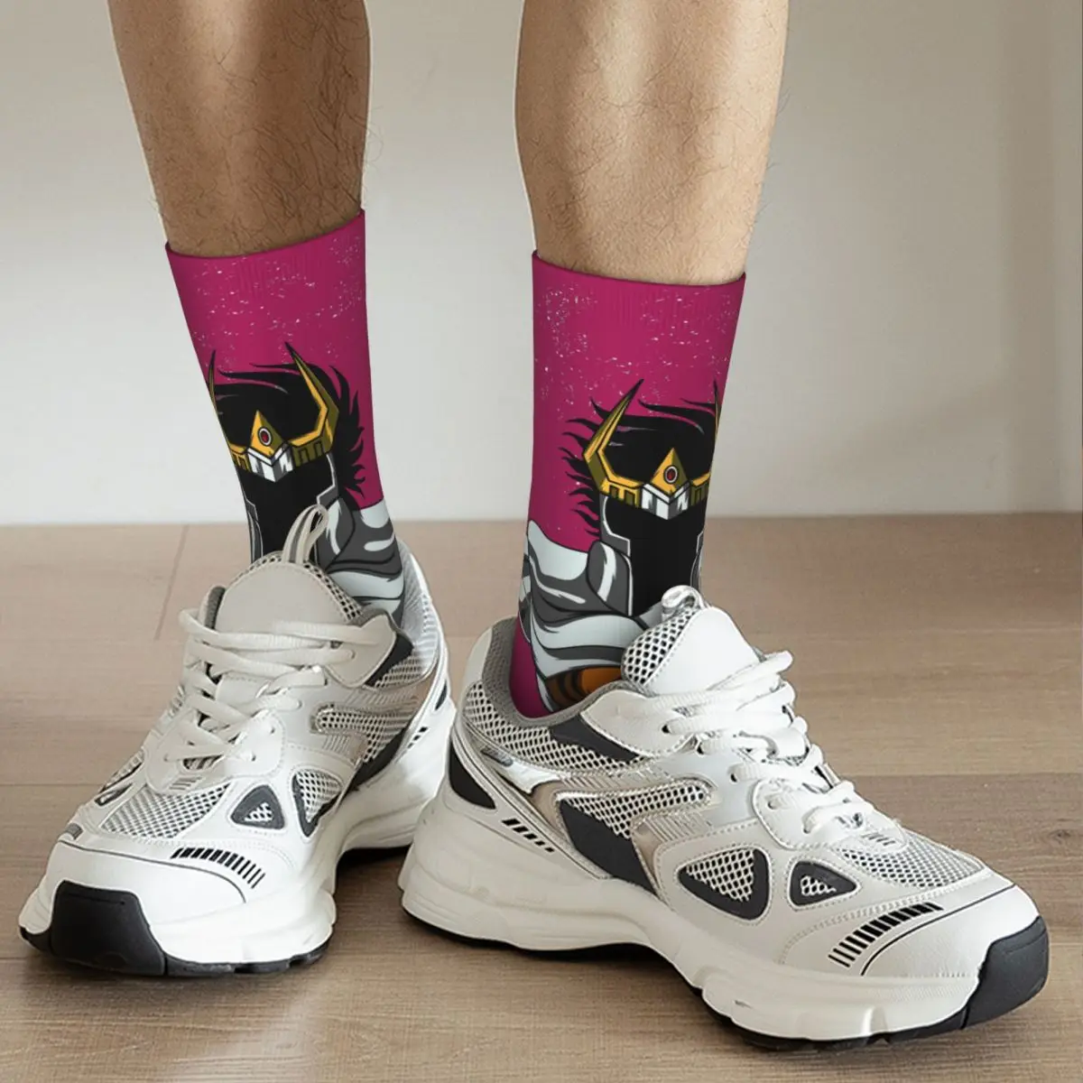 힙합 빈티지 IKKI NO PHOENIX Crazy Men's Compression Socks UniSaint Seiya Seamless Printed Funny Novelty Happy Crew Sock