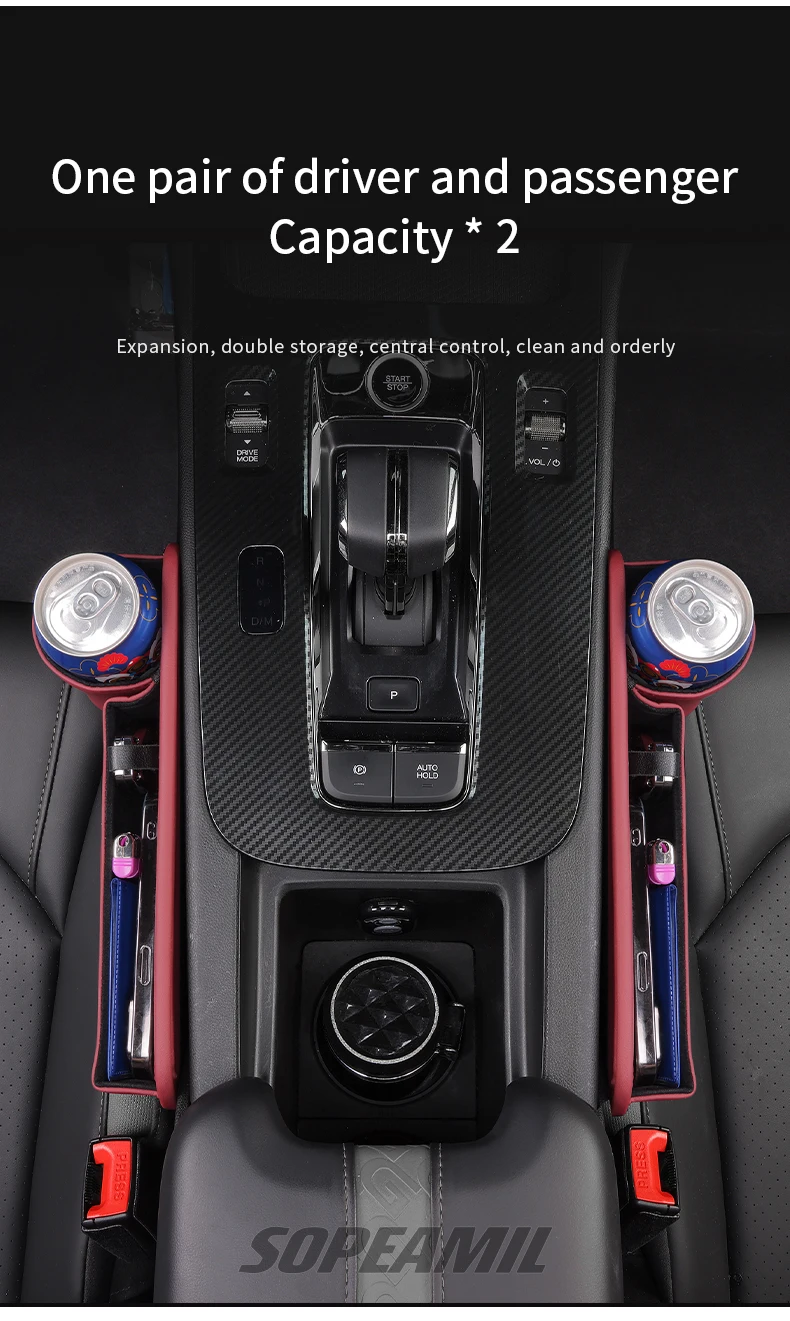 Car Leather Seat Gap Multifunction Crevice Water Cup Holder Storage Box Tesla Model 3 Model Y Model S Model X Cybertruck Beast