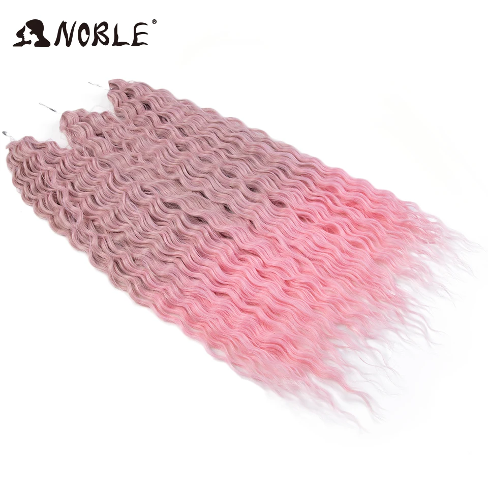 Noble Synthetic Hair Cosplay Water Wave 24Inch Twist Crochet Hair Braid Hair Ombre Blonde Pink Deep Wave Braiding Hair Extension