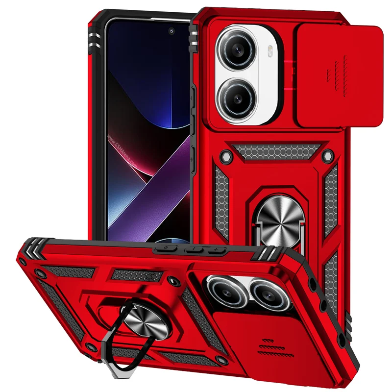 Armor  with Slide Lens Protector and Ring Stand - Durable Back Cover Case