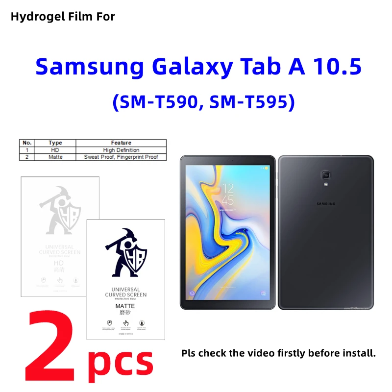 

2 шт. матовая Гидрогелевая пленка для Samsung Galaxy Tab A 10,5 HD, Защита экрана для Galaxy Tab A 10,5 SM-T590, прозрачная/матовая