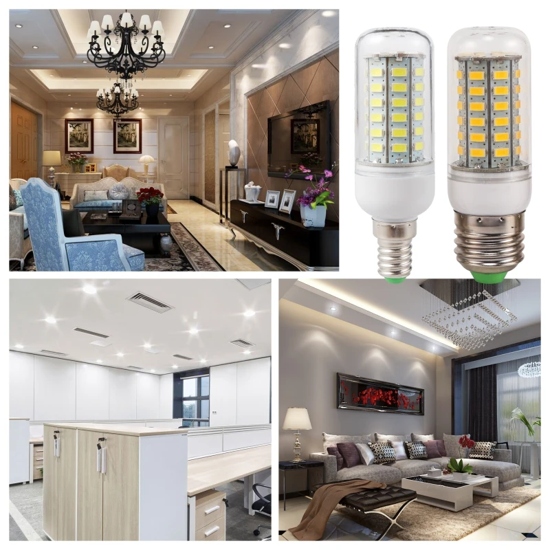 E27 E14 LED Corn Bulb 72 LEDs SMD 5730 220V Lampada LED Lamp Chandelier Candle LED Light Bombilla E27 E14 LED Co