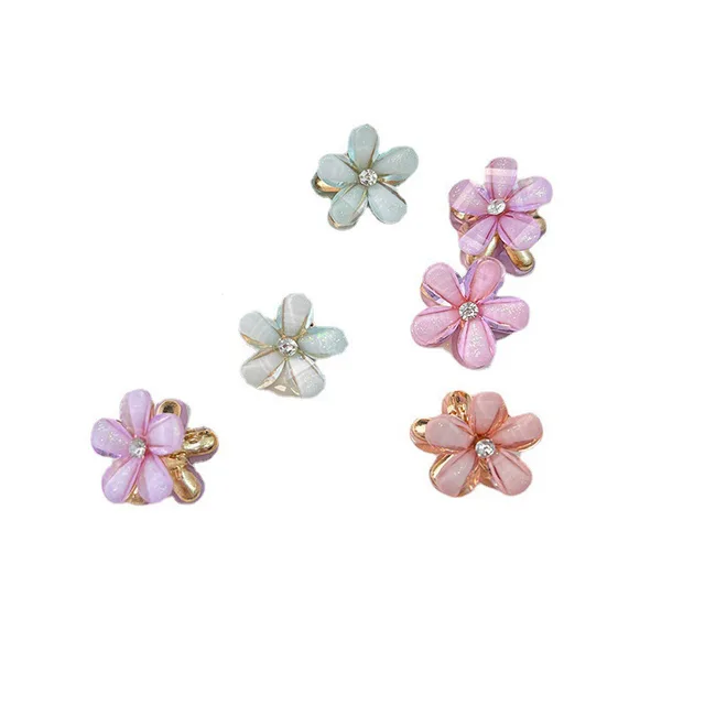 10pcs Crystal Flower Hair Clip Rhinestone Alloy Hair Clip Suitable For Sweet Summer Side Clip Hairstyle Accessories For Girls 6