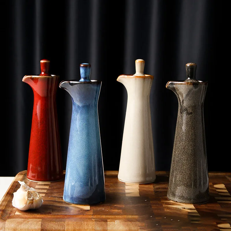 

Japanese Style Bottle Home Restaurant Retro Seasoning Bottle Soy Sauce Bottle Vinegar Bottle High-end Cooking Bottle With Lid