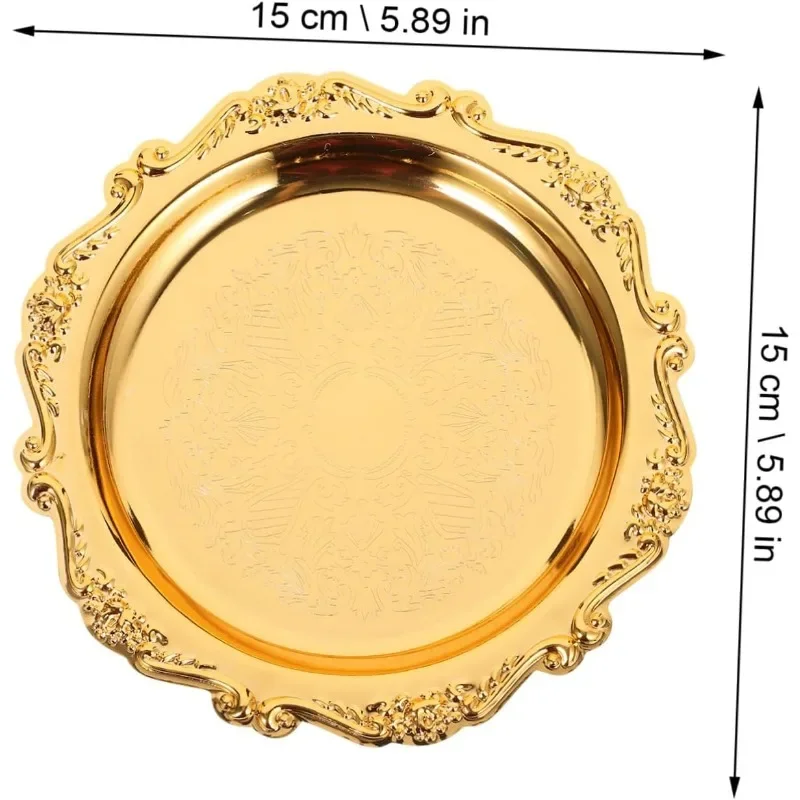 Gold Embossed Decorative Tray for Desserts Wedding Party Decor and Cosmetic Storage Elegant Ornate Platter for Special Occasions