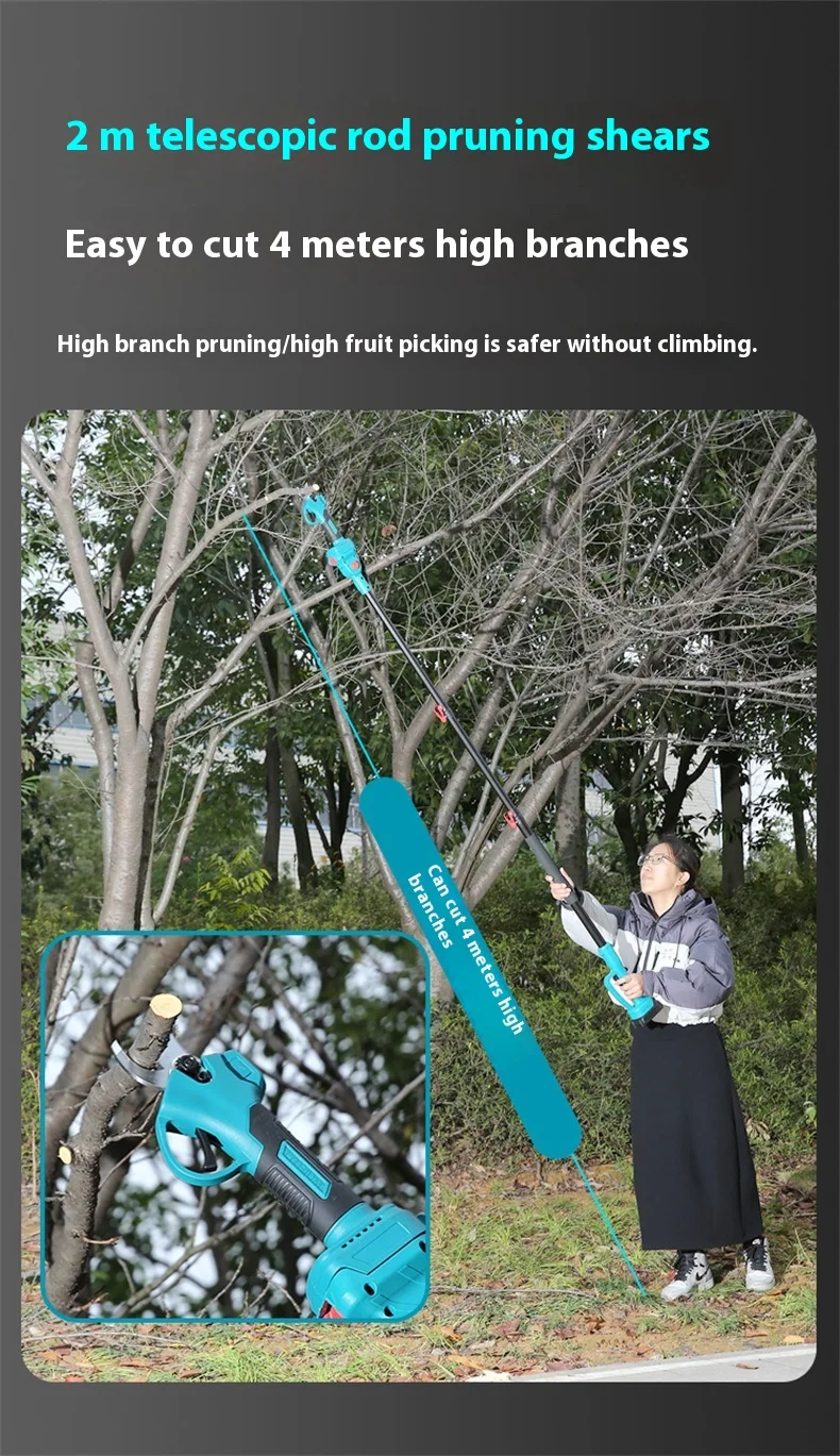 Electric Chain Saw Pruning Cutter Long Pole Chainsaw Garden Pruner Shears By DIY