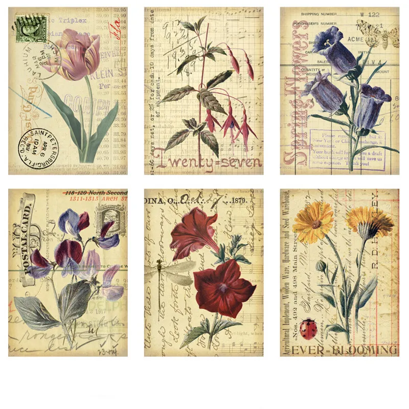 

8Pcs/Pack Vintage Retro Flowers Card Sticker DIY Craft Scrapbooking Album Junk Journal Decorative Stickers