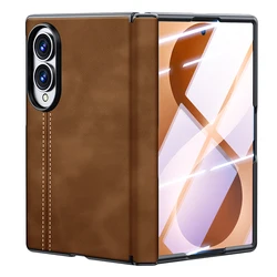 Luxury Magnetic Leather Shell Film Integrated Case - Wide Shockproof Slim Cover with Magsafe Hinge Protection - Galaxy Z Fold 8 Wide (Light brown)
