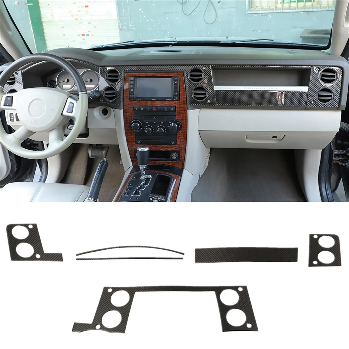 

Автомобильная центральная консоль из углеродного волокна для Jeep Commander 2006-2010, Крышка вентиляционного отверстия для кондиционера, комплект декоративных наклеек, аксессуары