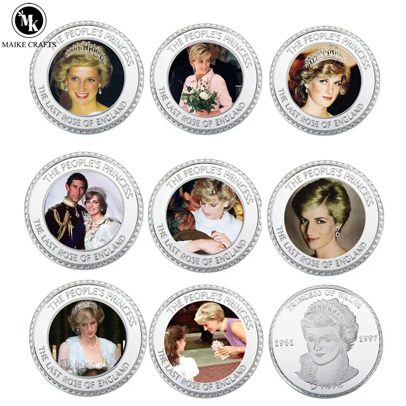 L'Ultima Moneta Commemorativa Della Rosa Della Gran Bretagna Placcata Argento Princess Diana Badge Coin Collezione Commemorativa Regalo