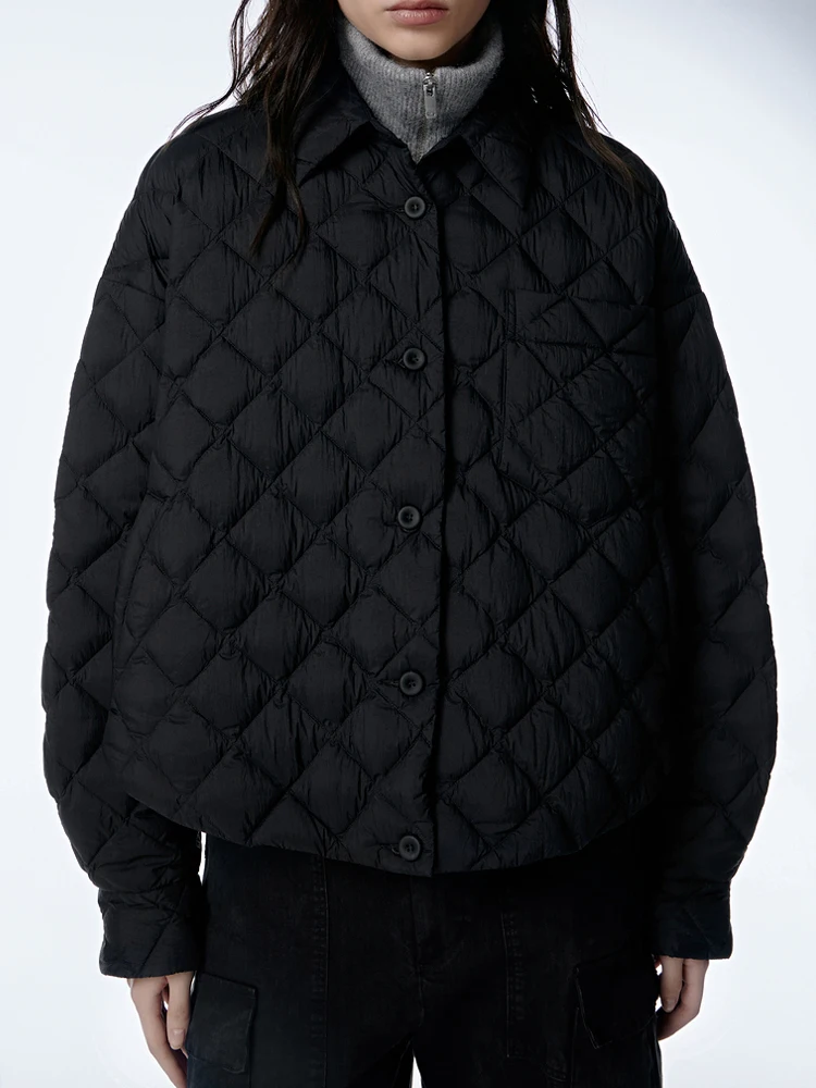 Rose red Oversized Winter Down shirt jacket High quality Quilted Single breasted coat 2024 Autumn Fluorescent Green INKEO 3O286