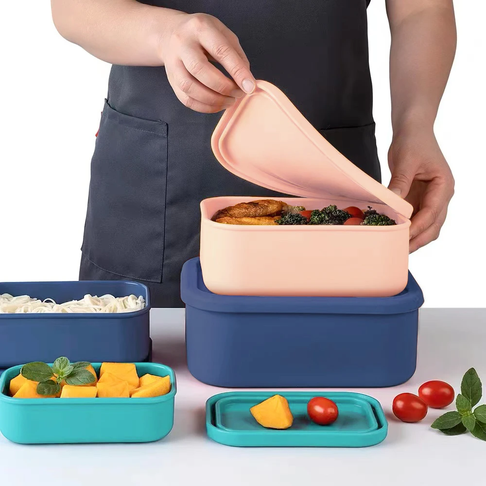 Silicone Bento Box Made from Platinum LFGB German Silicone - Microwave,  Freezer and Oven safe - Lunch, Snack and Food Container - AliExpress