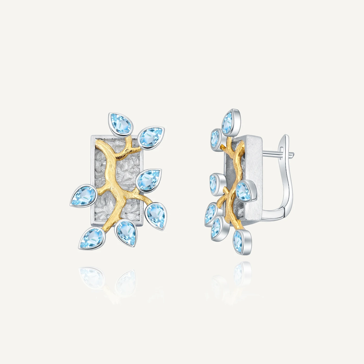 gem's-ballet-925-silver-golden-two-tone-handmade-madagascar-forest-earrings-natural-swiss-blue-topaz-stud-earrings-for-women